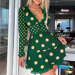Per donna Abito casual Vestito tubino Abito a pois Mini