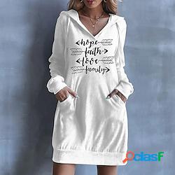 Per donna Abito con cappuccio Essenziale Tasche Nero Bianco