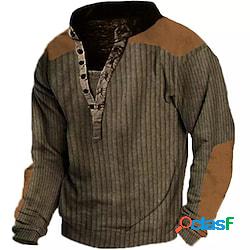 Per uomo Felpa Maglione Marrone Colletto Mao Color Block