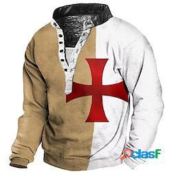 Per uomo Felpa Maglione Marrone Colletto Mao Color Block