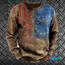 Per uomo Felpa Maglione Marrone Girocollo Stampe astratte