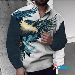 Per uomo Felpa con zip Maglione Blu mezza cerniera Stampe