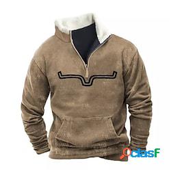 Per uomo Felpa con zip Maglione Marrone Grigio chiaro Grigio