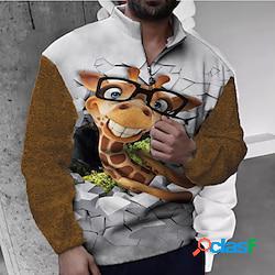 Per uomo Felpa con zip Maglione Marrone mezza cerniera