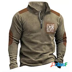 Per uomo Felpa con zip Maglione Marrone mezza cerniera