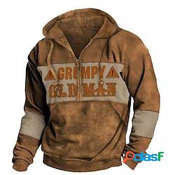 Per uomo Felpe con zip Maglione Marrone Con cappuccio
