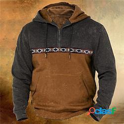 Per uomo Felpe con zip Maglione Marrone Con cappuccio Color