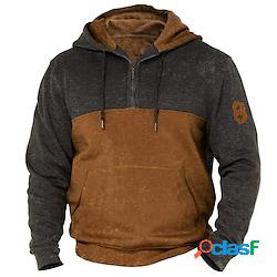 Per uomo Felpe con zip Maglione Marrone Con cappuccio Color