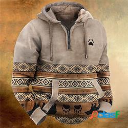 Per uomo Felpe con zip Maglione Marrone Con cappuccio Orso