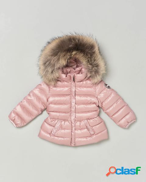 Piumino rosa con cappuccio e pelliccia removibile 12-36 mesi