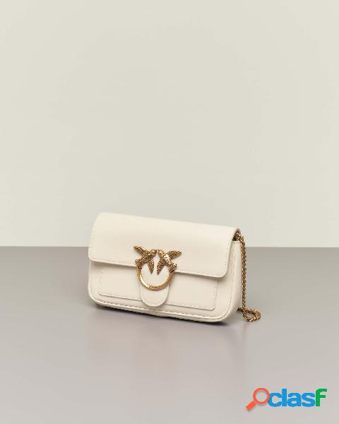 Pocket Love Bag in pelle bianca con patta di chiusura e