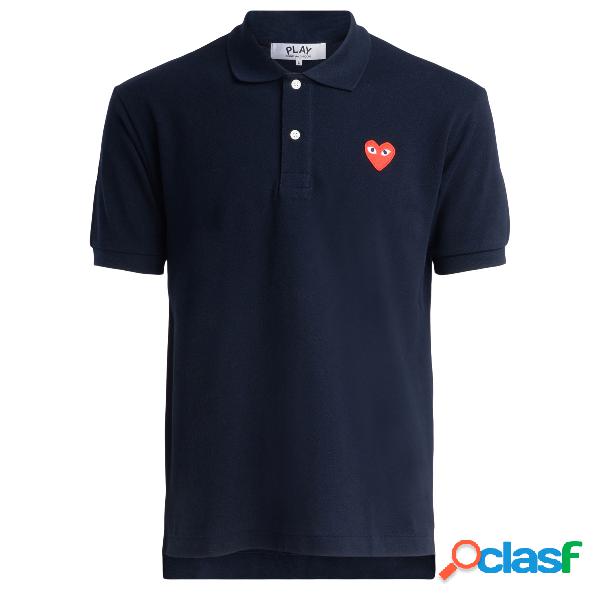 Polo Comme Des Garcons Play blu navy con cuore rosso