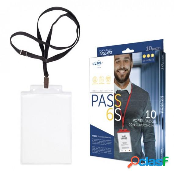 Portanome Pass 6S-P - cordoncino nero - 10 x 15 cm (A6) -