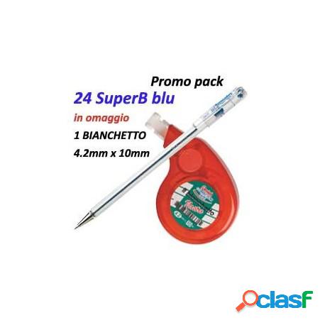 Promo Pack 24 Penna Sfera Super B Bk77 Blu 0,7Mm+Bianchetto