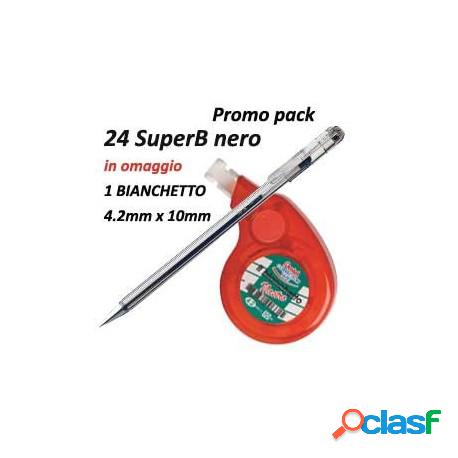 Promo Pack 24 Penna Sfera Super B Bk77 Nero 0,7Mm+Bianchetto