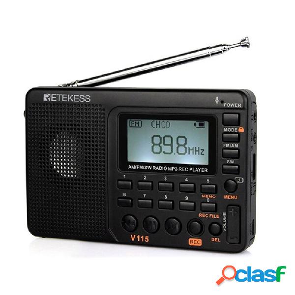 Retekes V115 Radio FM AM SW Portatile Radios Ricaricabile