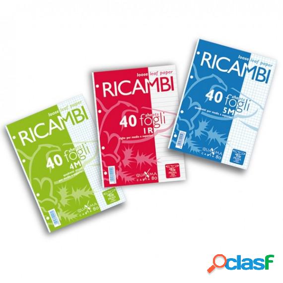 Ricambi forati Quaxima - A4 - 1 rigo - 80 gr - 40 fogli -