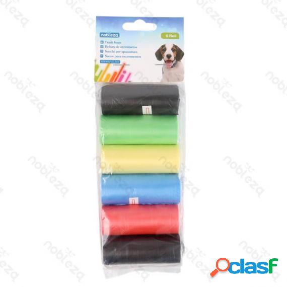 Sacchetti Igienici Per Cani 6 Rotoli Colori Misti Misura