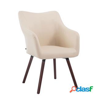 Sedia Sala d'Attesa GREG, Gambe in Quercia color Noce, Pelle