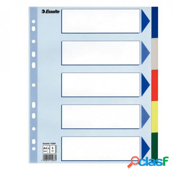 Separatore - 5 tasti colorati - PP - A4 maxi - 24,5x29,7 cm