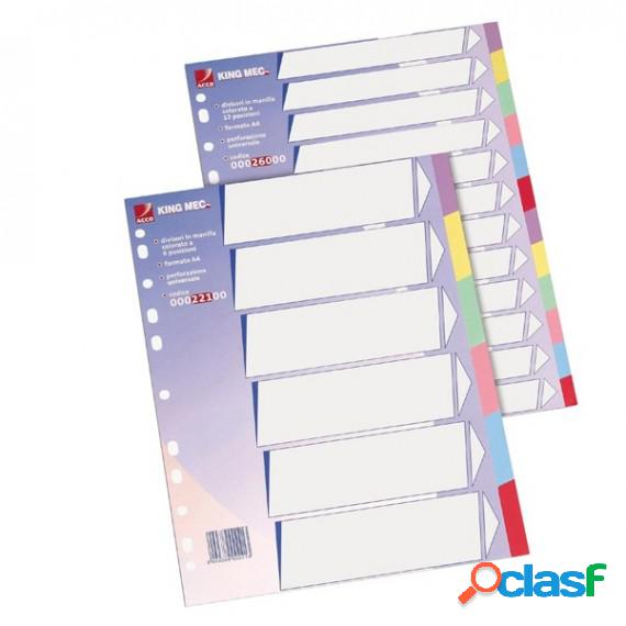 Separatore - cartoncino 225 gr - 6 tasti colorati - A4 -