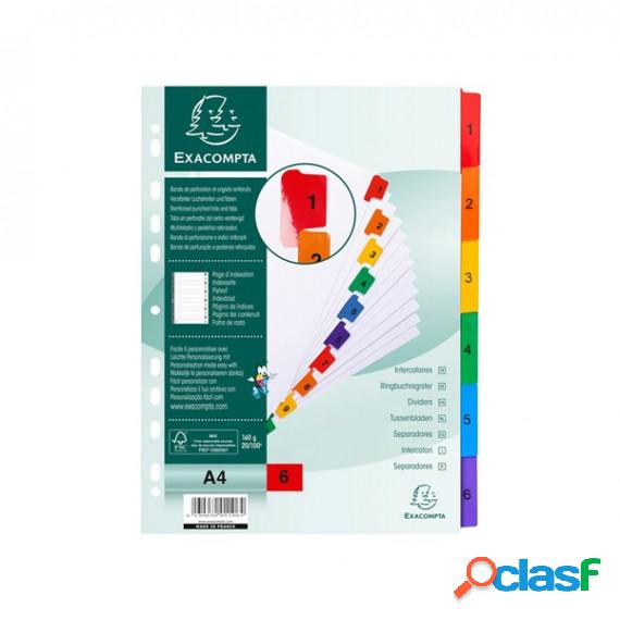 Separatore numerico 1/6 - cartoncino bianco 160 gr - tasti