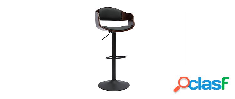 Sgabello da bar design regolabile nero e legno scuro