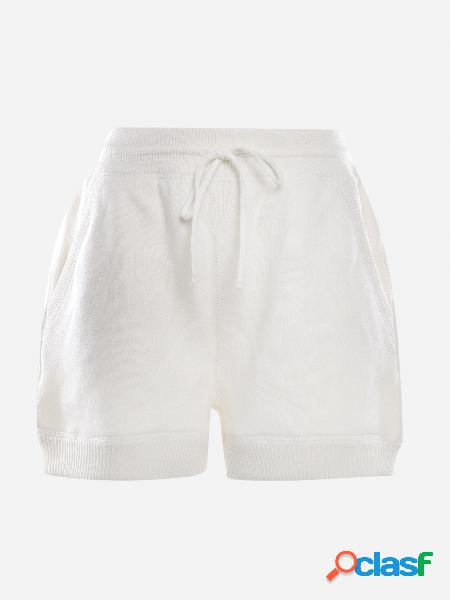 Shorts in cashmere con stampa logo