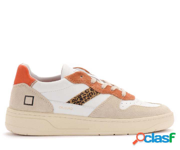 Sneaker D.A.T.E. Court bianca, arancione con dettagli