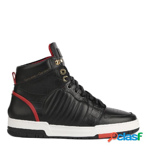 Sneakers 1990 nere e rosse in pelle