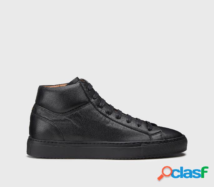 Sneakers alta in pelle nera Nero 46_U