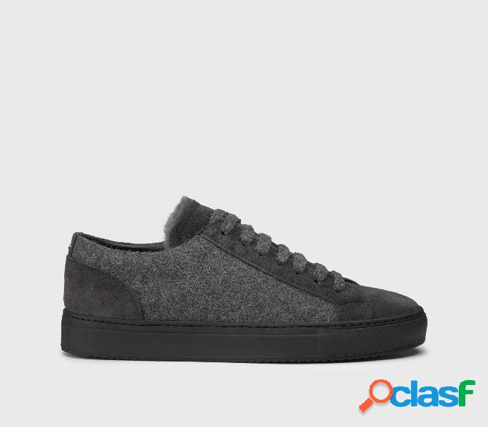 Sneakers in tessuto con fodera in montone grigio Grigio