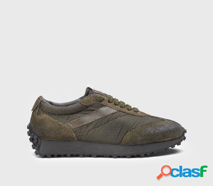 Sneakers in tessuto e suede verde "oliva" Verde 38M_U