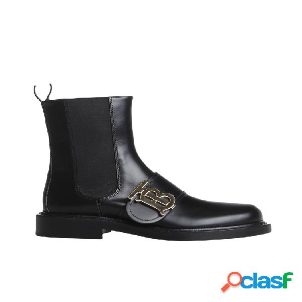 Stivaletto chelsea in pelle con monogramma