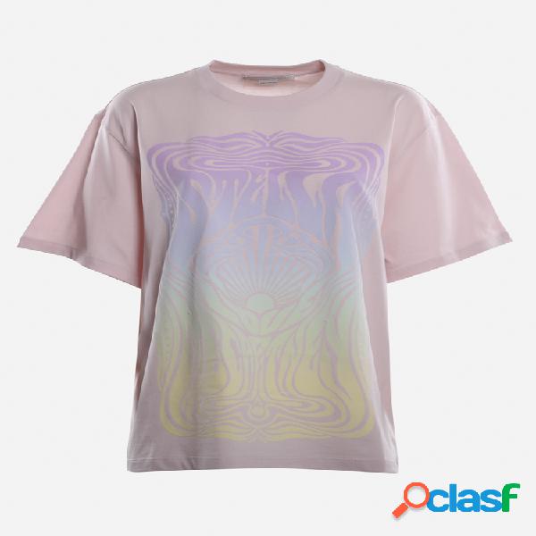 T-shirt in cotone con stampa fluid all-over