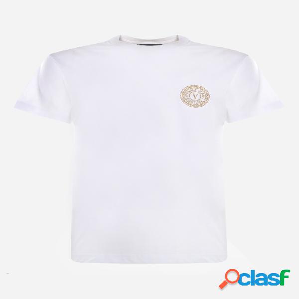 T-shirt in cotone con stampa logo a contrasto