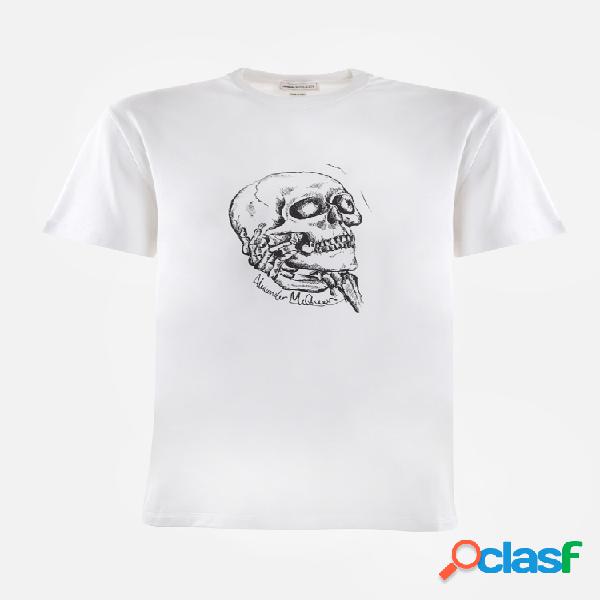 T-shirt in cotone con stampa skull a contrasto