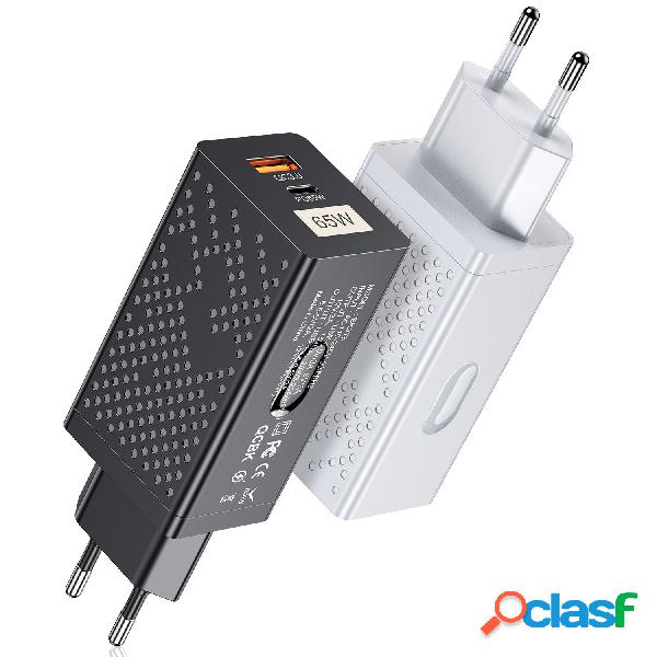 USLION PD 65W GaN Dual Port Tipo-C USB-A PD3.0 QC3.0