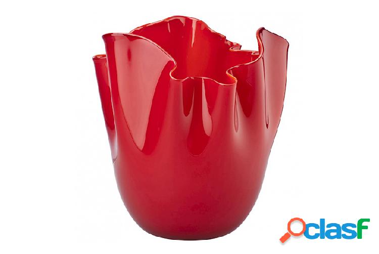 Venini Vaso Fazzoletto vetro di Murano opalino rosso rosso