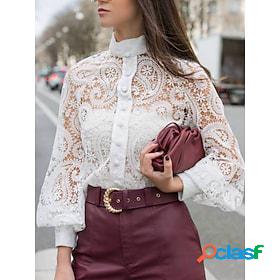 Womens Blouse Shirt Eyelet top Black Apricot White Lace up