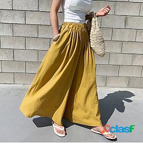 Womens Culottes Wide Leg Chinos Pants Trousers Linen /