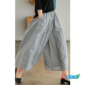 Women's Culottes Wide Leg Chinos Pants Trousers Linen /