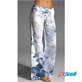 Womens Culottes Wide Leg Chinos Pants Trousers White Blue