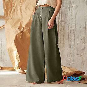 Womens Fashion Wide Leg Side Pockets Culottes Wide Leg