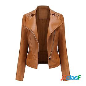 Womens Faux Leather Jacket Outdoor Street Daily Vacation