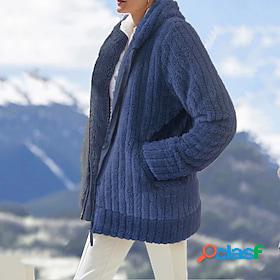 Womens Fleece Jacket Zip Up Sherpa Fleece Teddy Lavender