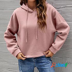 Womens Hoodie Sweatshirt Pullover Basic Pink Navy Blue