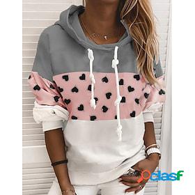 Womens Hoodie Sweatshirt Pullover Patchwork Print Active