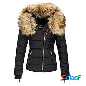 Women's Padded Puffer Jacket Zipper Fur Casual Casual Daily