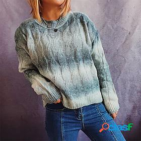 Womens Pullover Sweater Jumper Cable Knit Knitted Crew Neck